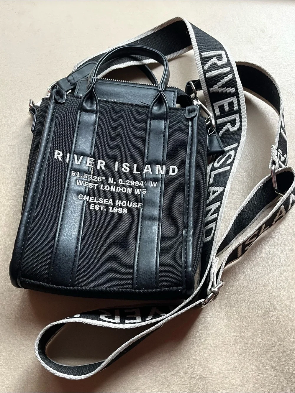 River Island Chelsea House Crossbody Mini Canvas Tote Bag